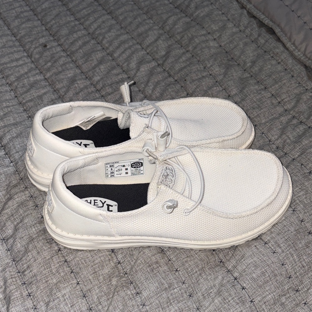 Hey Dude Woman’s White Canvas Slip-On Loafers